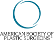 Logo of the American Society of Plastic Surgeons, featuring a stylized blue circle above the organization's name in black text.